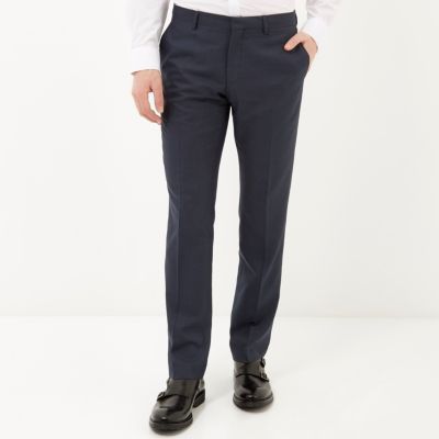 Dark blue slim suit trousers